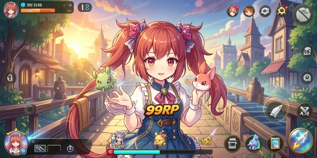 Screenshot gameplay 99RP menampilkan karakter anime dalam pertempuran yang seru.