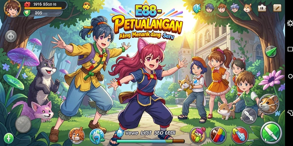 Tampilan gameplay E88 dengan karakter anime yang menawan.