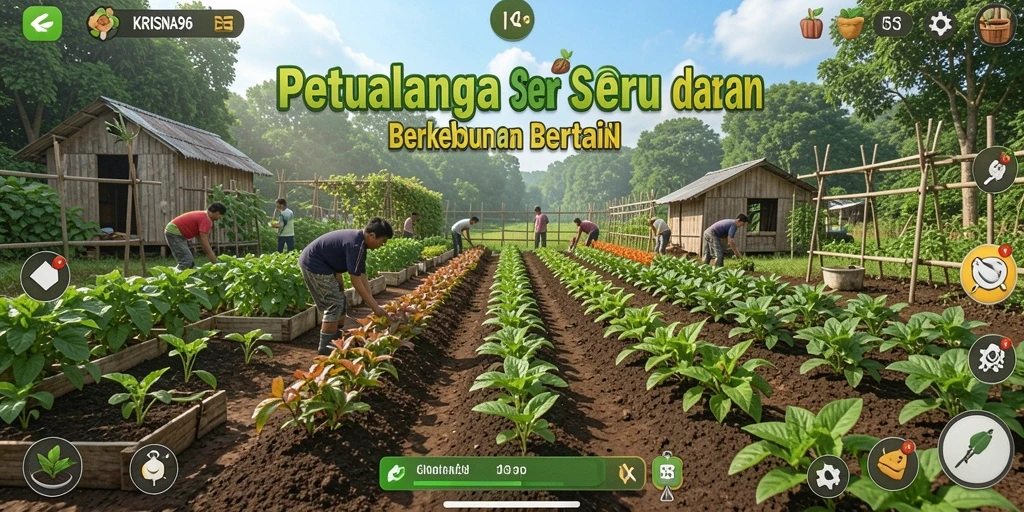 Screenshot KRISNA96 menampilkan petualangan seru dalam berkebun.
