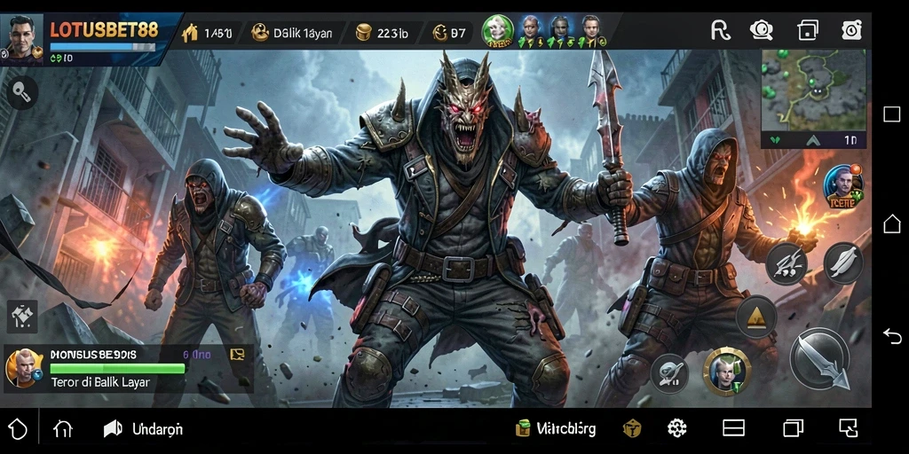 Screenshot LOTUSBET88 menampilkan momen menegangkan dalam suasana horor.