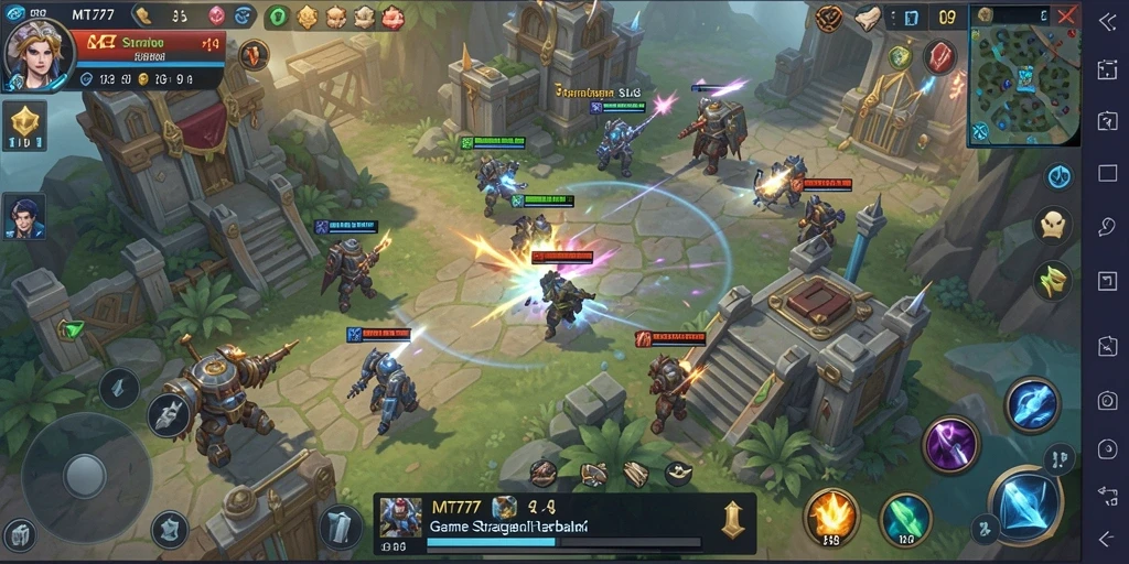 Tangkapan layar menampilkan pertempuran epik dalam gameplay MT777.