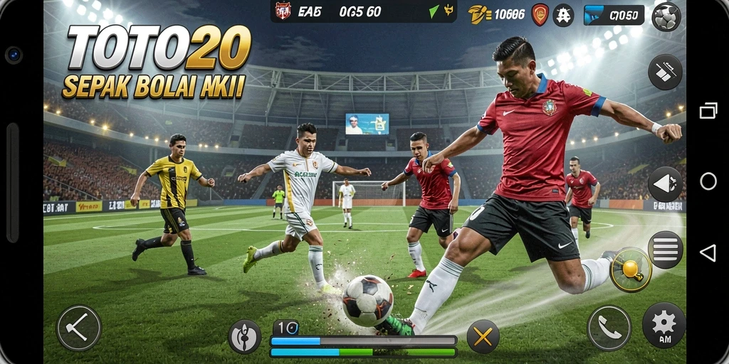 Tampilan gameplay mendebarkan di TOTO20 dengan grafis sepak bola yang memukau.